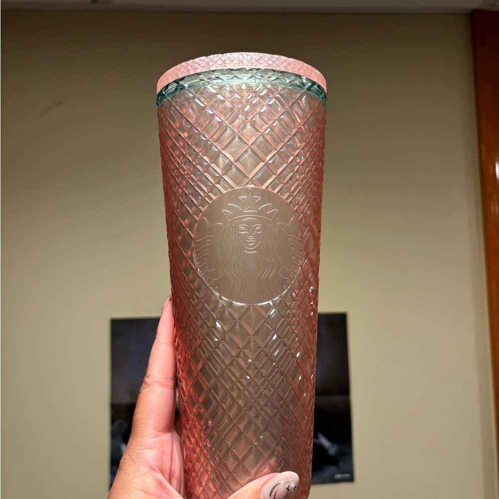 Starbucks 24oz pink and green tumbler gently used